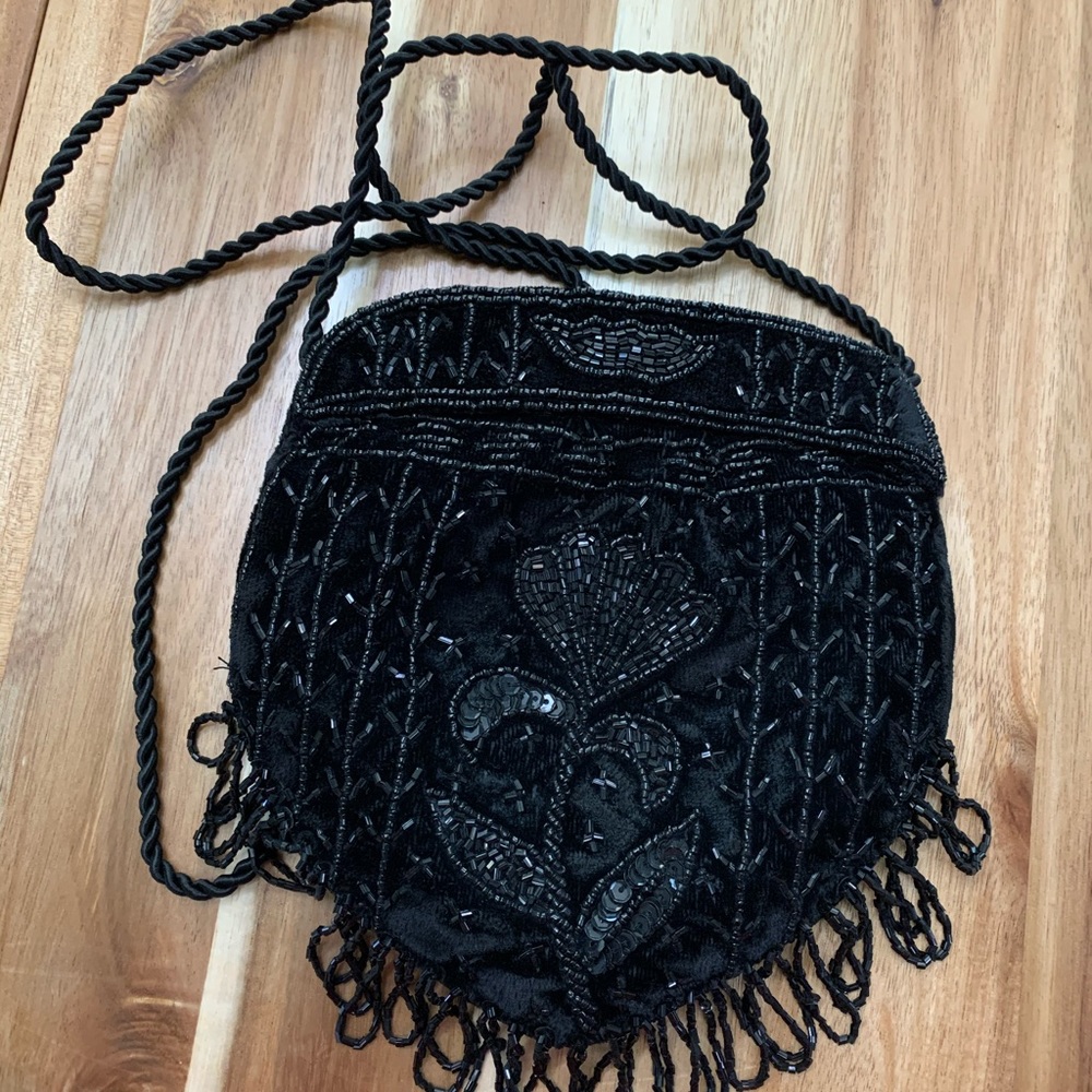 Vintage beaded cross shoulder mini handbag